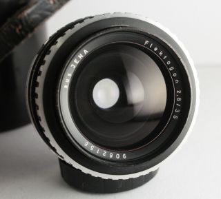 Rare Aus Jena Flektogon F/2,  8 35mm Lens M42 Zeiss Wide W/ Case&hood 2,  8/35