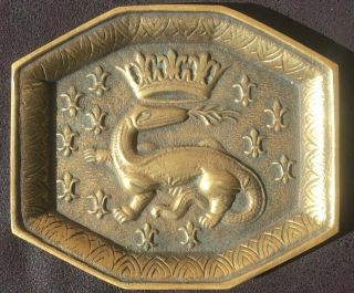 Vide Poche En Bronze Salamandre Fleur De Lys Royaliste François I Antique French