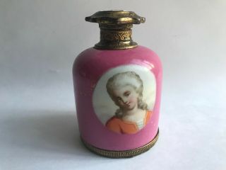 Antique 1800s Rare Victorian French Portrait Porcelain Perfume Bottle