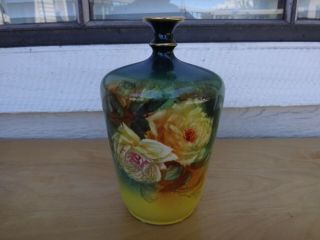 Vintage Antique Royal Bonn Large Bud Vase - Hand Painted Flowers