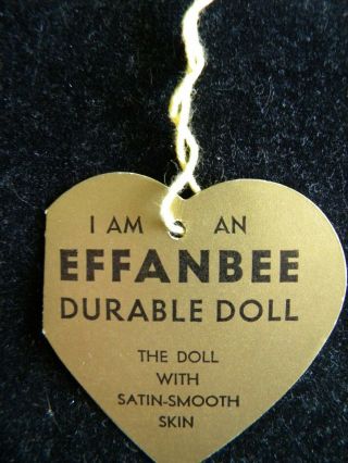 Vintage Effanbee Durable Doll Paper Tag,  Early 1940 