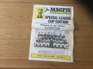 1975 - 76 Notts County V Everton League Cup Rare Newspaper Programme