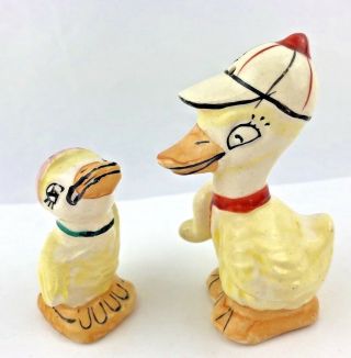 Vintage Rare Anthropomorphic Ducks In Ball Caps Salt & Pepper Shakers Japan