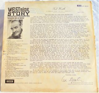 RARE ex BFBS Ted Heath - West Side Story Broadway 12 