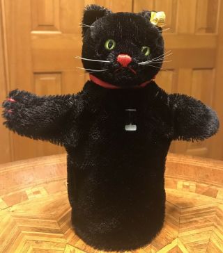 Rare Steiff Black Cat Hand Puppet 6670/.  17