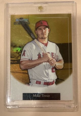 2019 Bowman Sterling Gold Refractor Mike Trout /50 Ssp Rare