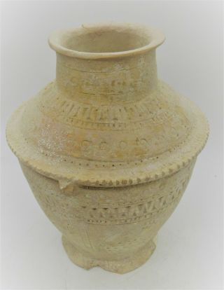 ANCIENT NEAR EASTERN CLAY VESSEL WITH EARLY FORM OF WRITING & ANIMAL MOTIFS RARE 2