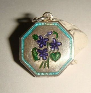 Lovely Rare Vintage Silver Tlm Thomas L Mott Enamelled Violet Flower Charm