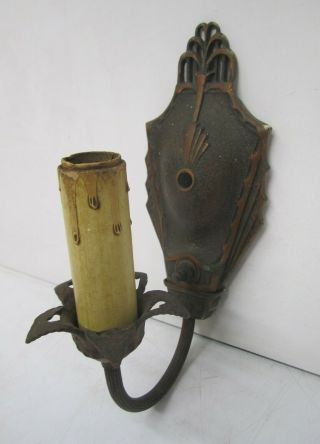 Antique Art Deco Cast Brass Candelabra Sconce Light Fixture Electric