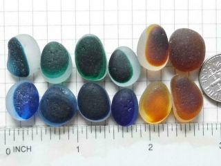 12 Multi S - M/L Amber Green Blue 0.  75oz JQ RARE Seaham English Sea Glass 2