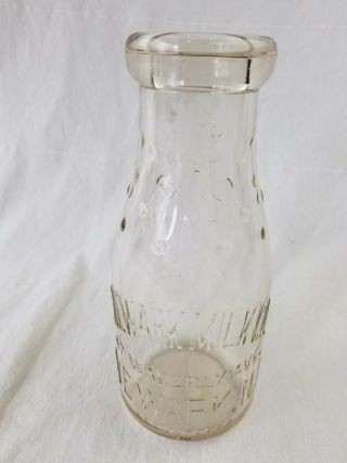 Vintage Glass Pint Milk Bottle Newark Milk Co Newark Nj Jersey Clear Rare