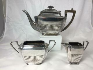 Delightful Atkins Brothers Victorian Silver Plated 3 Piece Tea Set Ca.  1890