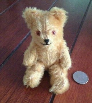 Old Antique 5.  5 " Mohair Teddy Bear - Jointed Arms & Legs