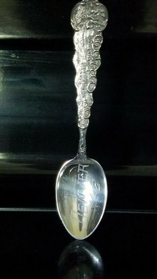 Vintage Denver Colorado Sterling Silver Embossed Souvenir Spoon