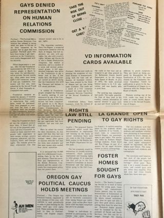 Fountain Vol 3 3 1973 Gay Newspaper RARE Civil Rights Portland Pride Seattle 2