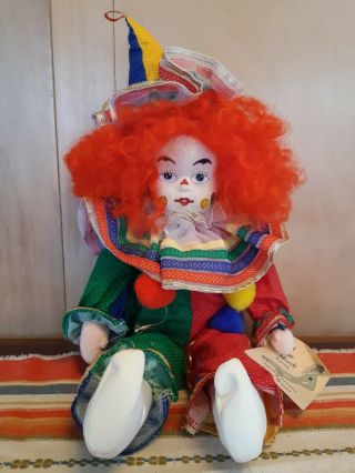 Vintage Robin Woods Clown Doll Polka Dot From 1985,  17 "