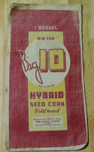 Rare Vintage Big 10 Hybrid Seed Corn Bag Sack General Mills Mpls Mn