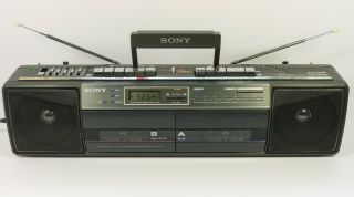 Vtg Sony Cfs - W501 Sound Rider Dual Cassette Boombox Serviced Rare Htf