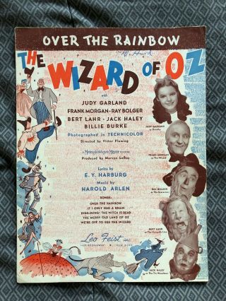 Antique Sheet Music Wizard Of Oz Somewhere Over The Rainbow 1939