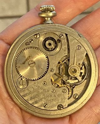 Antique 1894 INGERSOLL RELIANCE? 7 Jewels 50mm Pocket Watch Parts/Repairs 3