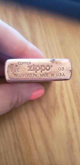 C 2003 Solid Copper Zippo Lighter Rare Solid Copper