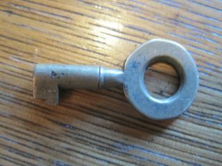 antique lock small miniature padlock brass hollow barrel key 1 1/8 inch round 2