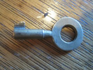 antique lock small miniature padlock brass hollow barrel key 1 1/8 inch round 3
