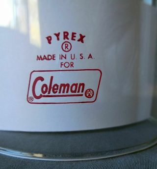 Vintage Coleman Lantern 220 Red Letter Pyrex Glass Globe Only