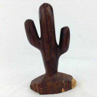 Vintage Hand Carved Wooden Cactus Sculpture Figurine Desert Art 7.  5 "
