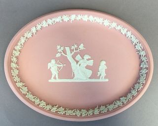 Rare Wedgwood White On Pink Jasper Neoclassical Cupid And Psyche Large Plaque