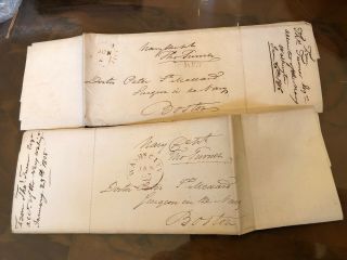 2 Rare Stampless 1805 & 1806 Postal Covers To Peter St.  Medard Navy Surgeon Wow