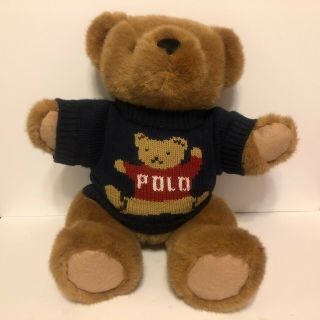 Ralph Lauren Polo Teddy Bear Plush Sweater Vintage Stuffed Animal Jointed 1997