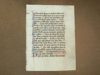 Rare Medieval Vellum Manuscript Breviary Leaf W/ Dragon Miniature,  C.  1375