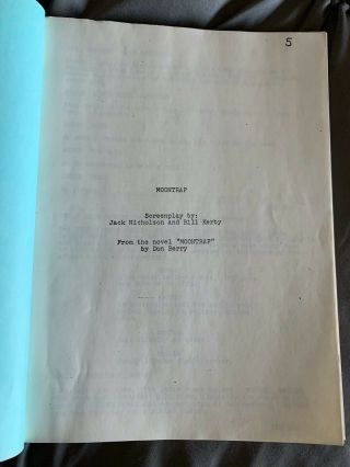 Moontrap By Jack Nicholson Bill Kirby Rare Unproduced Screenplay Script