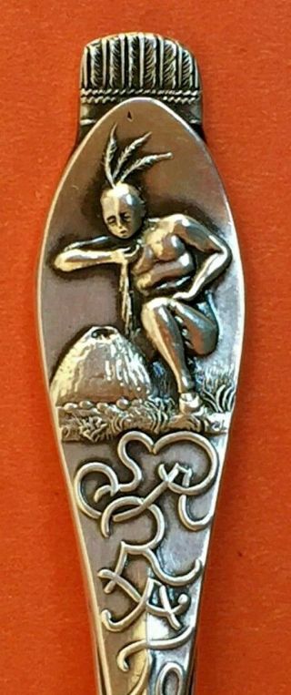 Indian At Saratoga High Rock Spring York Sterling Silver Souvenir Spoon