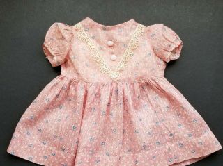 Vintage Pink Floral Diminty Doll Dress With Fancy Lace Trim Fits 22 " 24 " Dolls