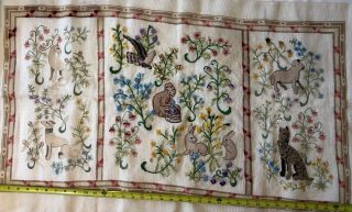 Rare Large Shariane Designs Handpainted Needlepoint Canvas Partially Completed
