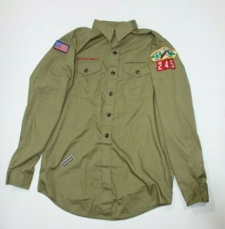 Vintage Boy Scouts Of America Long Sleeve Shirt Troop 245 Size 16 Long