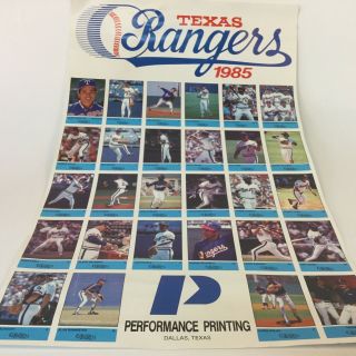Vintage Rare Texas Rangers 1985 Baseball Performance Printing Poster