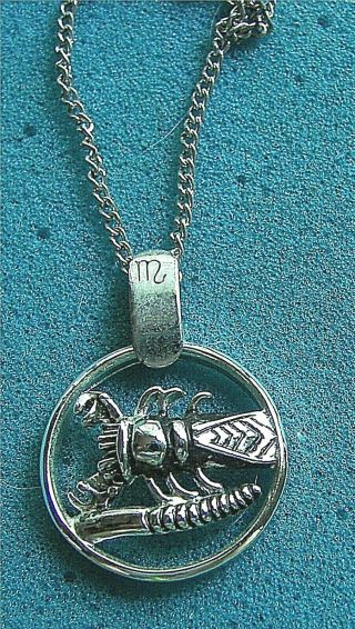 " Scorpio " Zodiac Rare Silver Tone Necklace - Sarah Coventry Jewelry Sara Cov Vtg