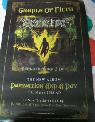Cradle Of Filth Damnation And A Day Rare Uk Promo Poster 75x50cms