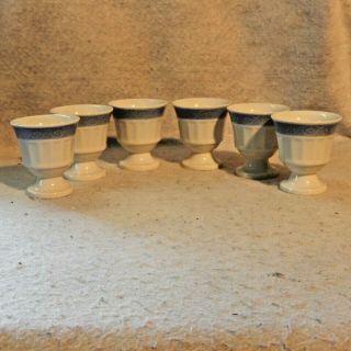 Rare Set 6 Royal Copenhagen Eggcups Egg Cup Blue Fan Denmark Porcelain 1212
