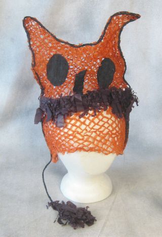 Antique Halloween 1920s Crepe Paper Party Hat German Owl Rare