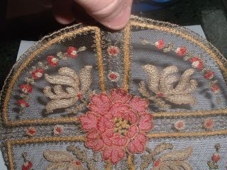 Antique intricate detailed Fine French Net Lace Doily Petit Point Accents 2