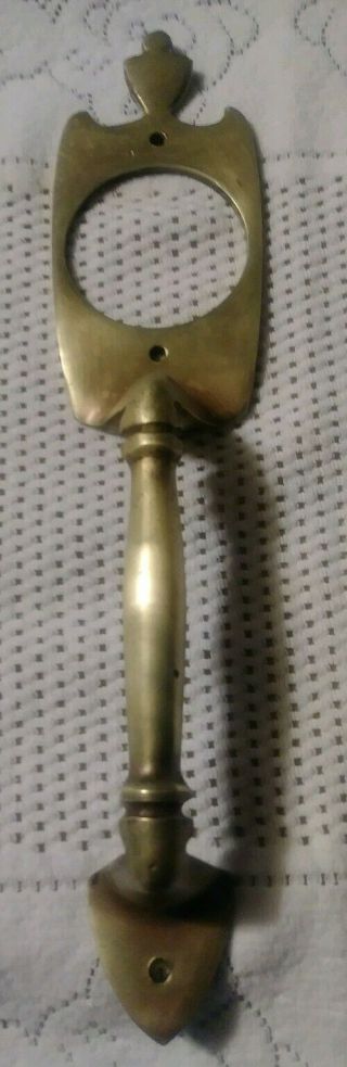 Antique Large Solid Brass Heavy Duty Door Pull Handle With Knob Key Hole 11 5/8 "