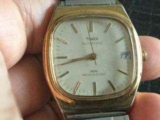Vintage Timex Automatic Men Gold Tone Watch Collectible Runs