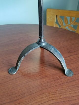 Rare Antique Primitive 2 Hand Wrought Iron Candle Holders Spinning 2