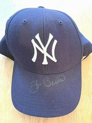 Yogi Berra Autographed Yankees Cap Rare In Person Signed Unfitted Bombers Hat