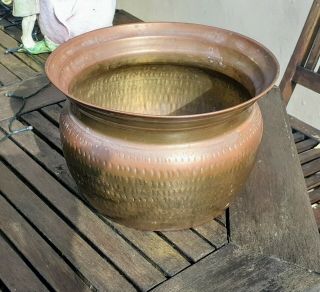 Large,  Vintage,  Hand Hammered Copper & Brass Planter,  Plant Pot,  VGC 3
