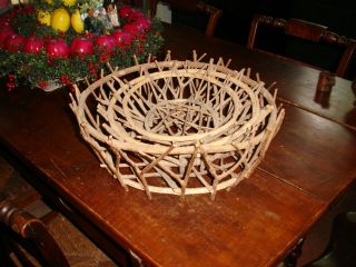 An Early Hand Woven Set Of 3 Nesting,  Adirondack Food Gathering Baskets,  Rare